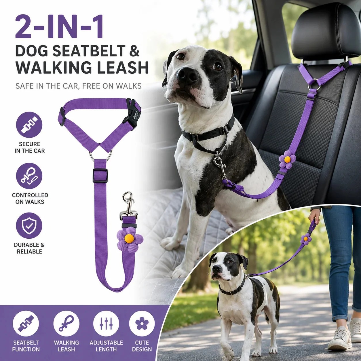 💥LAST DAY 50% OFF✨2-in-1 Dog Car Seat Belt & Walking Leash - Image 1
