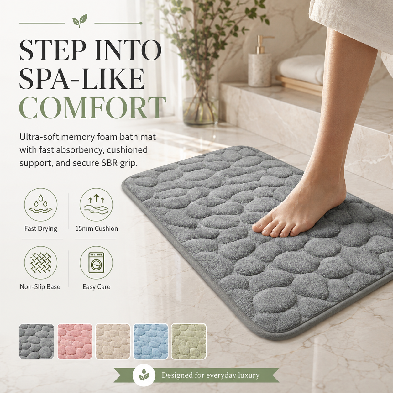 💎 55,000+ Sold — Pebble Embossed Absorbent Doormat for Entryway, Bathroom & Kitchen Comfort - Image 1