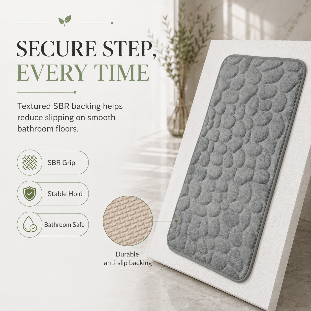 💎 55,000+ Sold — Pebble Embossed Absorbent Doormat for Entryway, Bathroom & Kitchen Comfort thumbnail 4