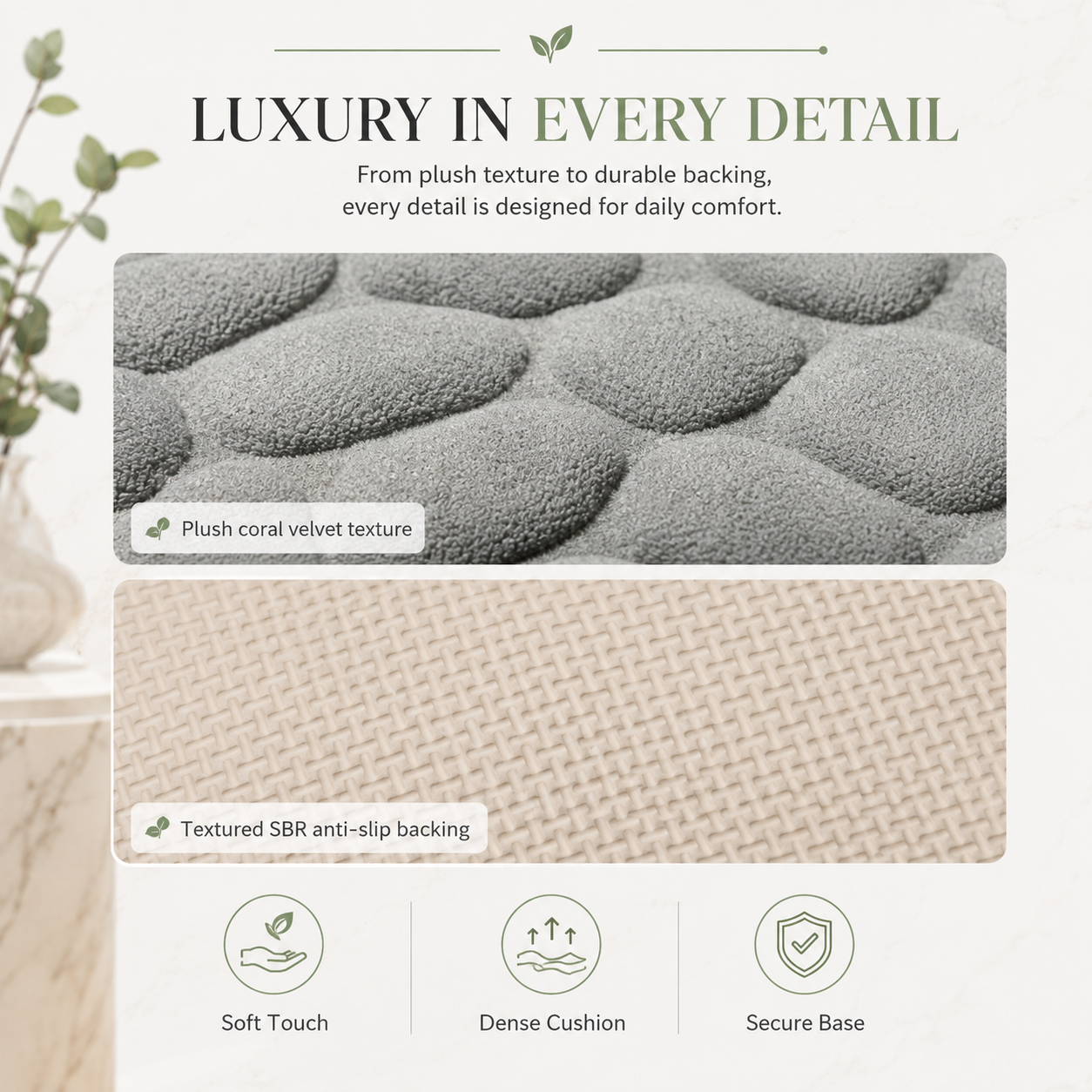 💎 55,000+ Sold — Pebble Embossed Absorbent Doormat for Entryway, Bathroom & Kitchen Comfort thumbnail 8