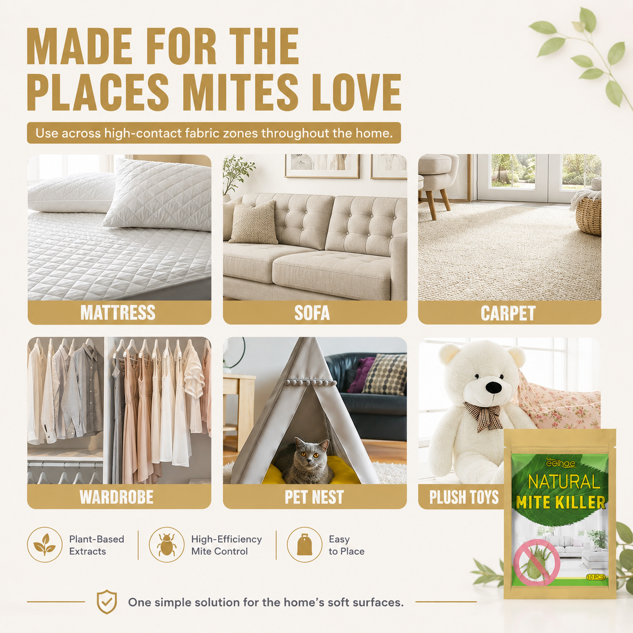 🎁 Buy 2 Get 1 Free — Plant-Based Mite Control Sachets for a Fresher Home | Safe Around Kids & Pets 🌿 thumbnail 8