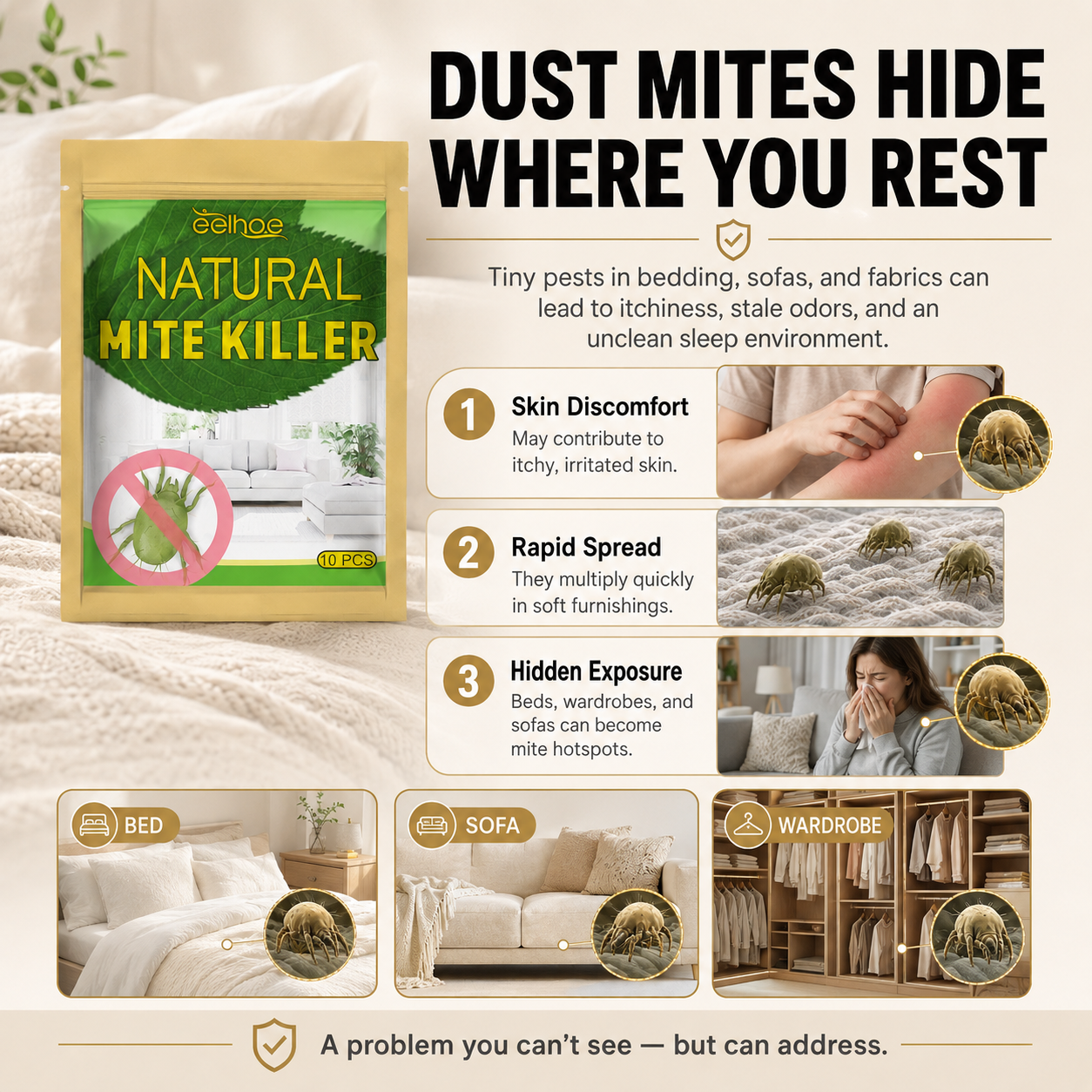 🎁 Buy 2 Get 1 Free — Plant-Based Mite Control Sachets for a Fresher Home | Safe Around Kids & Pets 🌿 thumbnail 2
