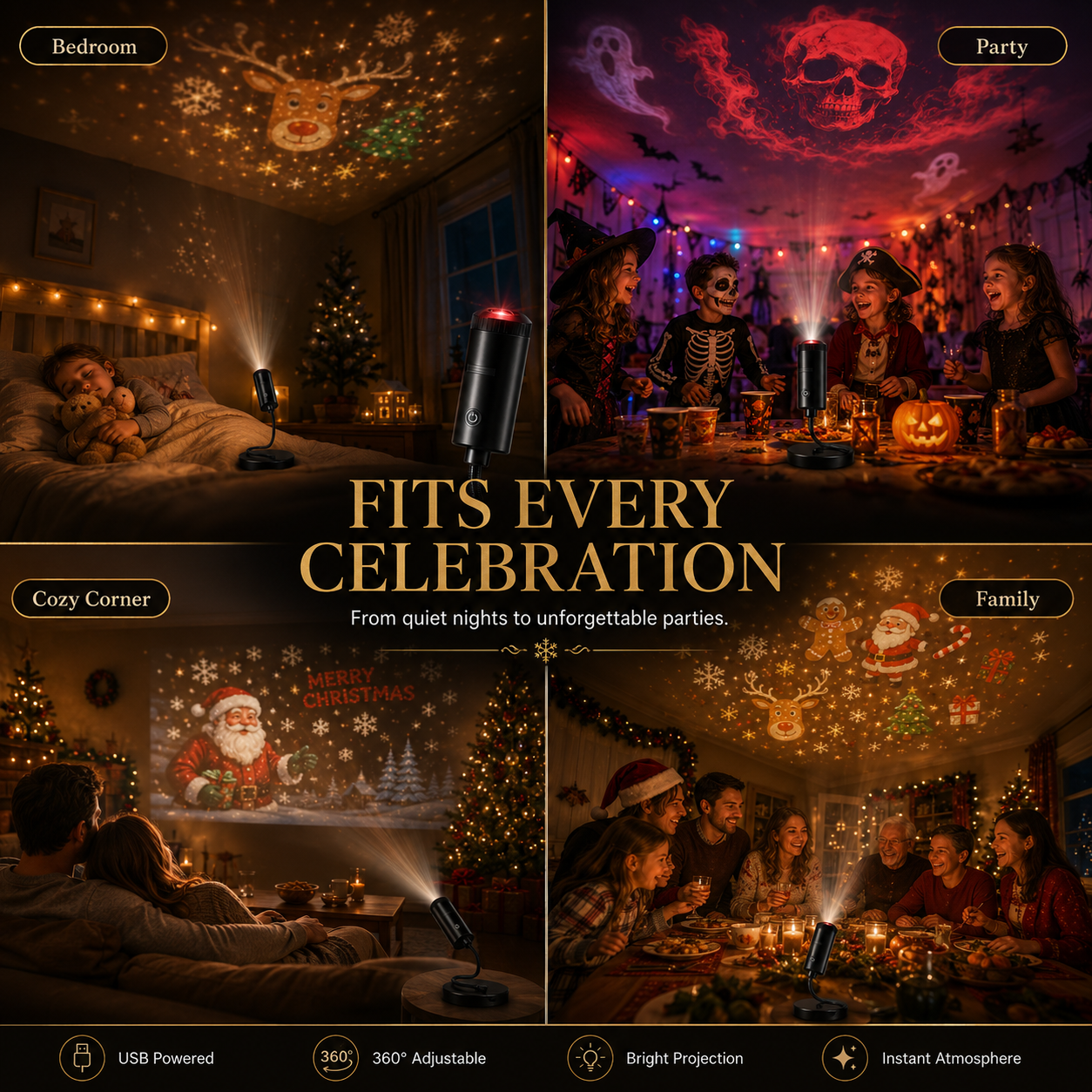 🎄👻 ✨ 60,000+ Sold — Plug & Play HD Holiday Projector for Christmas & Halloween Decor thumbnail 14