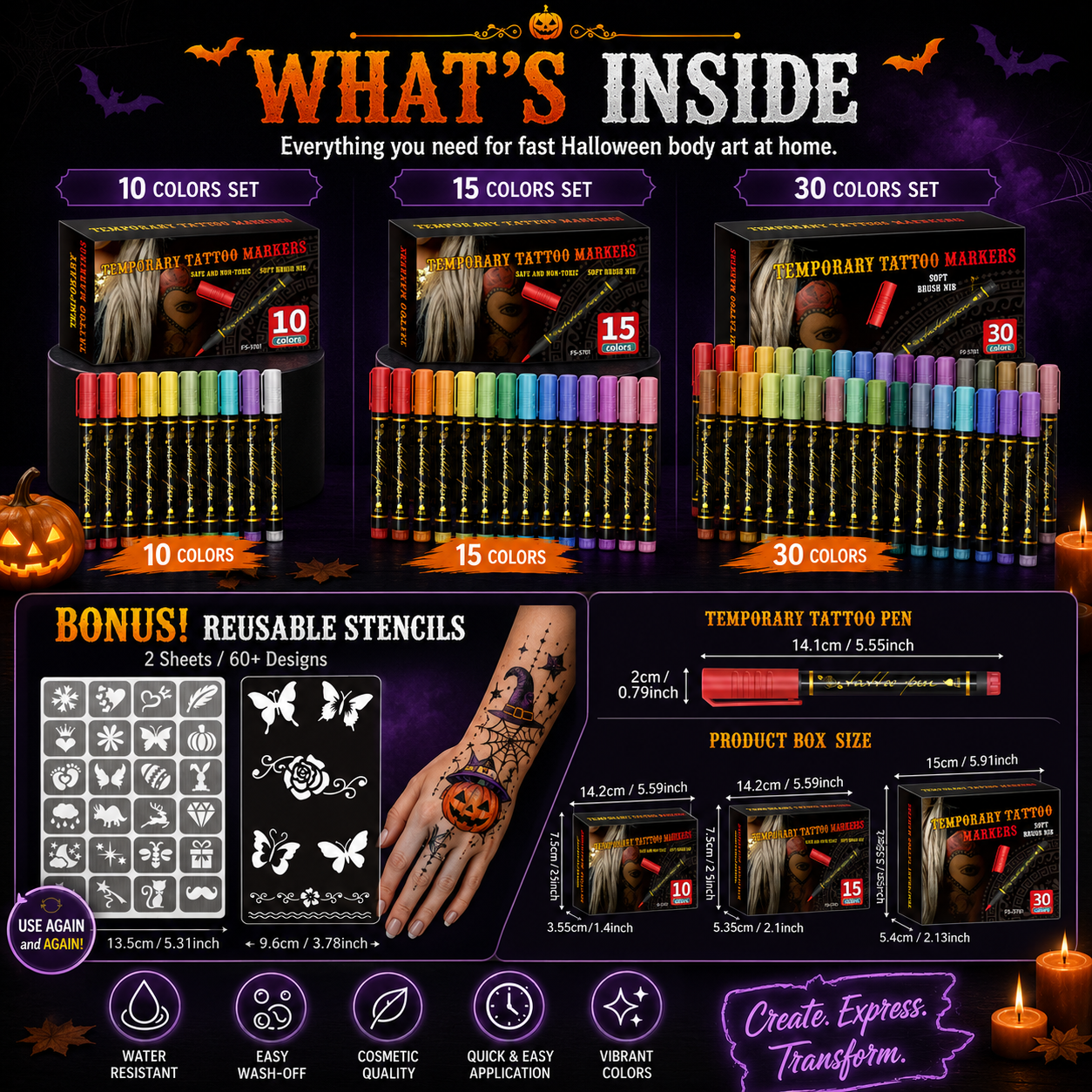 🎃 25,000+ Sold — 30-Color Temporary Tattoo Markers for Halloween Makeup & Creative Skin Art | 60% OFF Today thumbnail 7