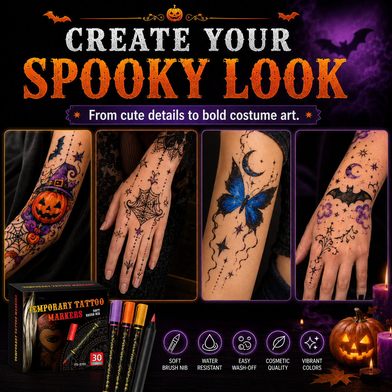 🎃 25,000+ Sold — 30-Color Temporary Tattoo Markers for Halloween Makeup & Creative Skin Art | 60% OFF Today thumbnail 3