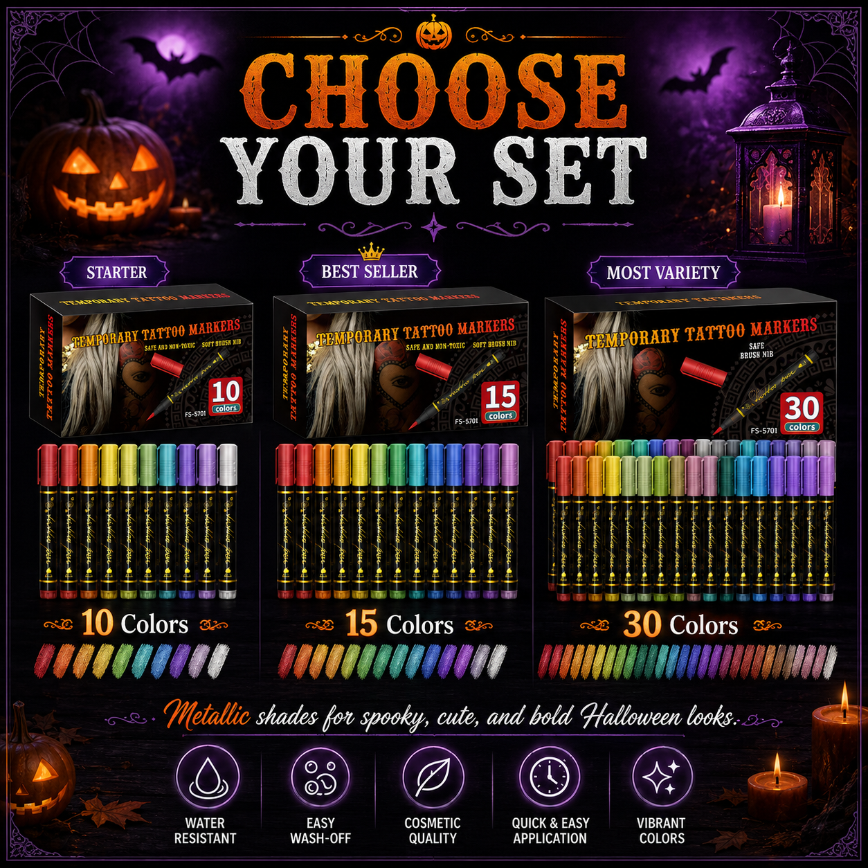 🎃 25,000+ Sold — 30-Color Temporary Tattoo Markers for Halloween Makeup & Creative Skin Art | 60% OFF Today thumbnail 8