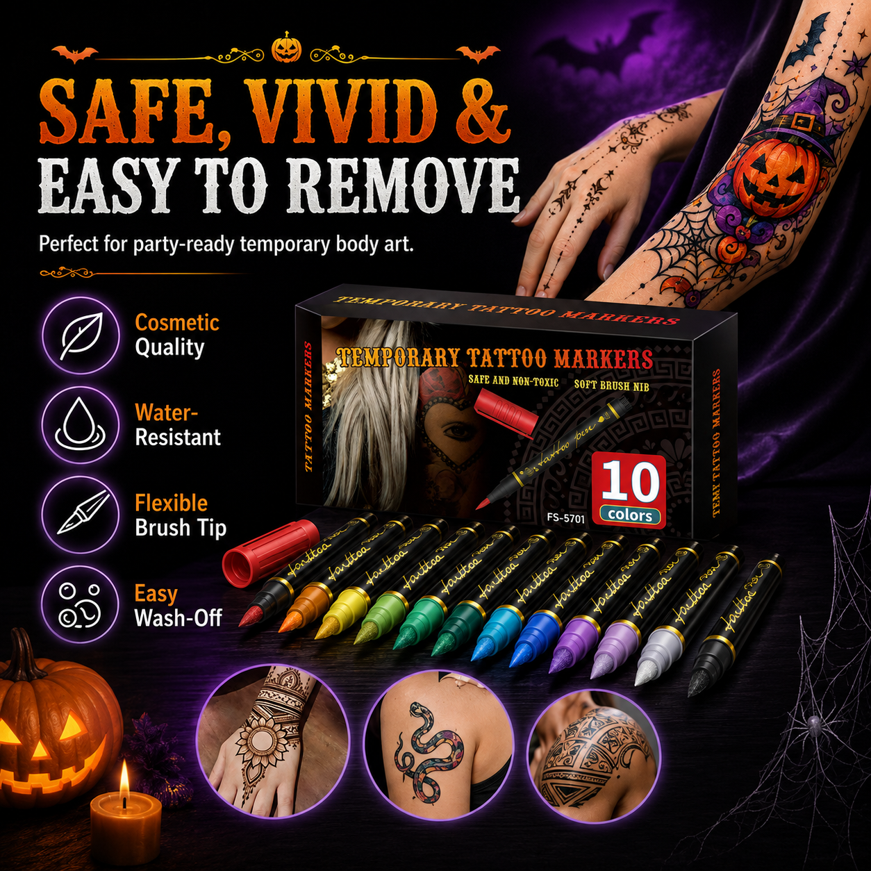 🎃 25,000+ Sold — 30-Color Temporary Tattoo Markers for Halloween Makeup & Creative Skin Art | 60% OFF Today thumbnail 6