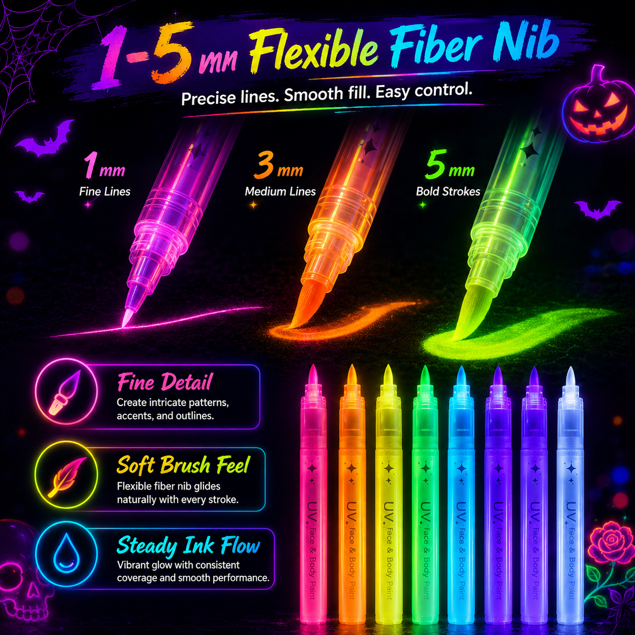 🔥 2026 HOT SALE — UV Glow Face & Body Paint Markers Set for Halloween & Party Makeup | Save Up To 60% thumbnail 6