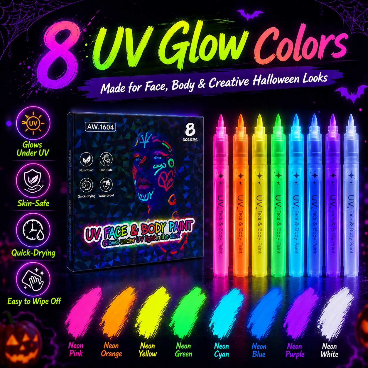 🔥 2026 HOT SALE — UV Glow Face & Body Paint Markers Set for Halloween & Party Makeup | Save Up To 60% thumbnail 3