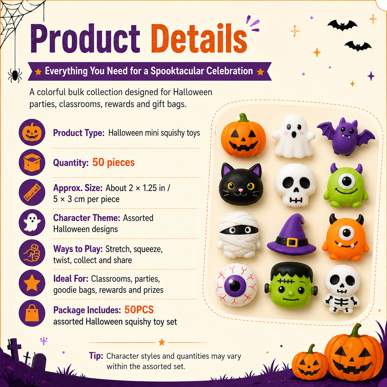 🔥 Last Day 60% OFF — 50PCS Halloween Mochi Squishy Toys for Party Favors & Spooky Fun 🎃 thumbnail 10