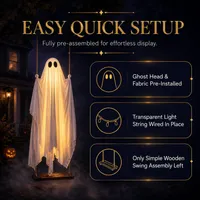 🔥 Last Day 60% OFF — 👻 LED Swinging Ghost Halloween Decoration — Glowing, Spooky & Perfect for Haunted Yard Decor thumbnail 7
