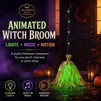 🎃 2026 Halloween Hot Sale — Animated Witch Broom Decoration with Lights, Motion & Spooky Sound thumbnail 1