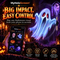 🔥 MyHoloScreen 3D Halloween Hologram Fan — Floating Visual Effects for Spooky Party Decor thumbnail 3